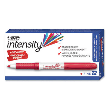 BIC® Intensity Low Odor Fine Point Dry Erase Marker, Fine Bullet Tip, Red, Dozen freeshipping - TVN Wholesale